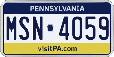 PA license plate MSN4059