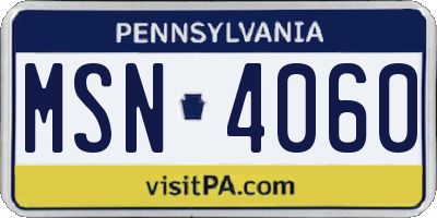 PA license plate MSN4060