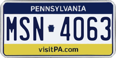 PA license plate MSN4063