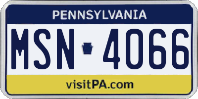 PA license plate MSN4066