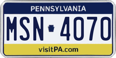 PA license plate MSN4070