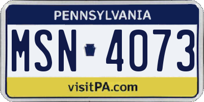 PA license plate MSN4073