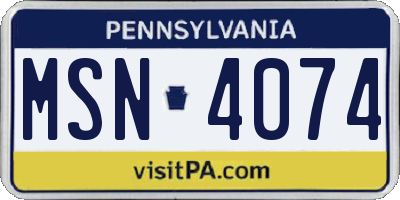 PA license plate MSN4074