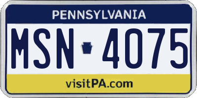 PA license plate MSN4075