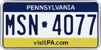 PA license plate MSN4077