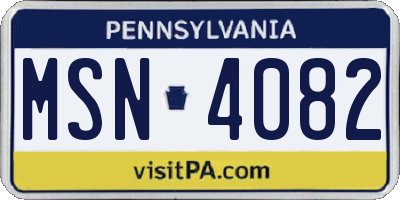 PA license plate MSN4082