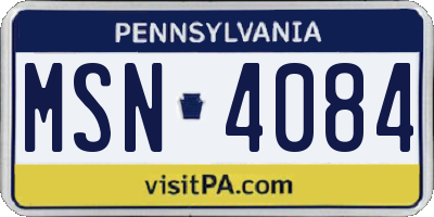 PA license plate MSN4084