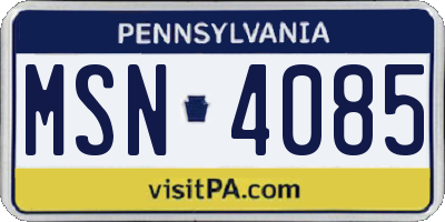 PA license plate MSN4085