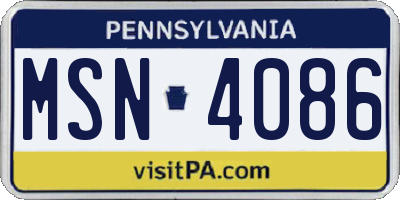 PA license plate MSN4086