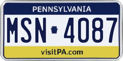 PA license plate MSN4087