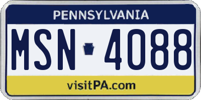 PA license plate MSN4088