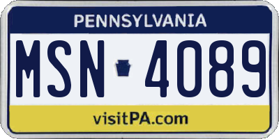 PA license plate MSN4089