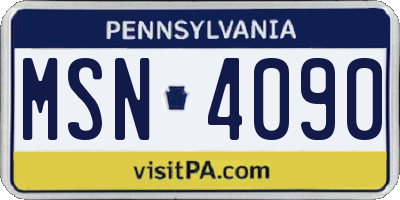PA license plate MSN4090