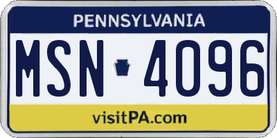 PA license plate MSN4096