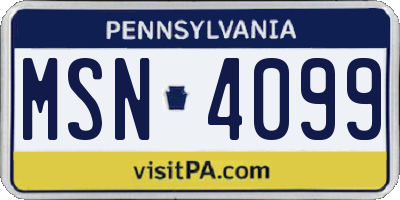 PA license plate MSN4099