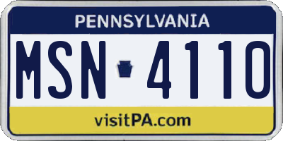 PA license plate MSN4110