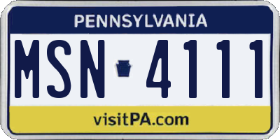 PA license plate MSN4111