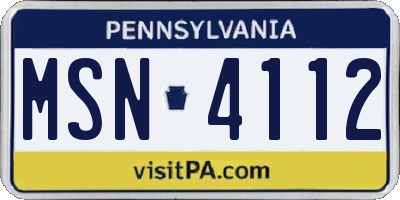 PA license plate MSN4112