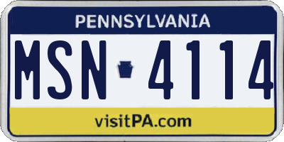 PA license plate MSN4114
