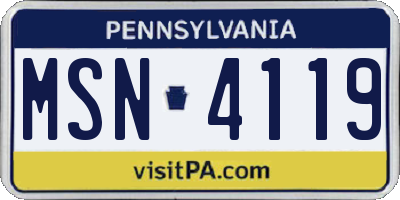 PA license plate MSN4119