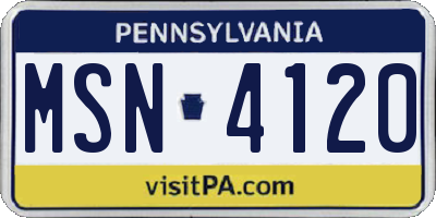 PA license plate MSN4120