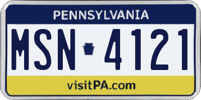 PA license plate MSN4121