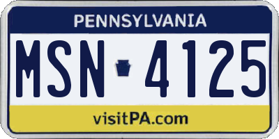 PA license plate MSN4125