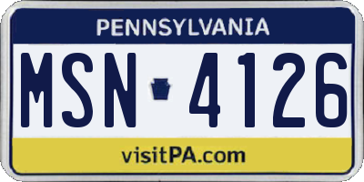 PA license plate MSN4126