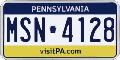 PA license plate MSN4128