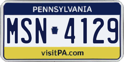 PA license plate MSN4129
