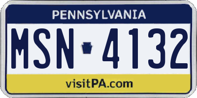PA license plate MSN4132