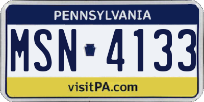 PA license plate MSN4133