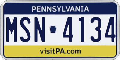 PA license plate MSN4134