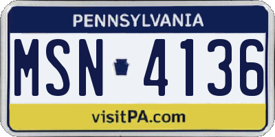 PA license plate MSN4136