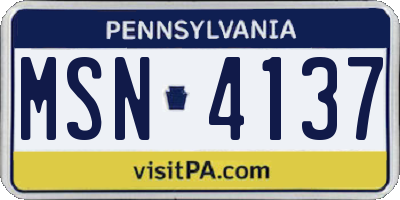 PA license plate MSN4137