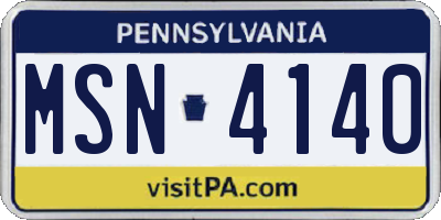 PA license plate MSN4140