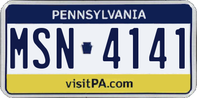PA license plate MSN4141