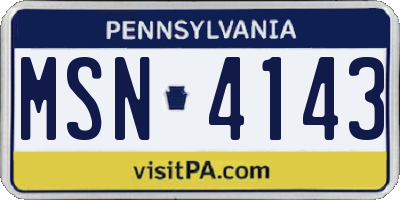 PA license plate MSN4143