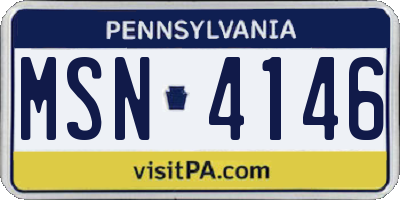 PA license plate MSN4146