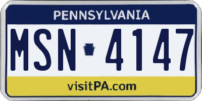 PA license plate MSN4147