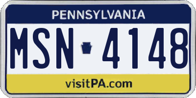 PA license plate MSN4148