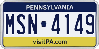 PA license plate MSN4149
