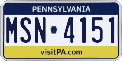 PA license plate MSN4151
