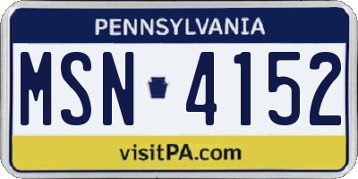 PA license plate MSN4152