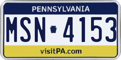 PA license plate MSN4153
