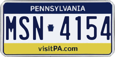 PA license plate MSN4154