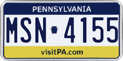 PA license plate MSN4155