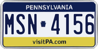 PA license plate MSN4156