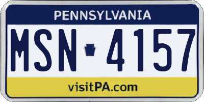 PA license plate MSN4157