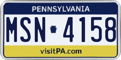 PA license plate MSN4158